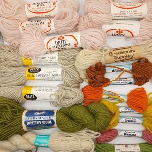 Vtg Dritz & Bucilla Tapestry Yarn Wool and Nylon Needlepoint Skeins Lot of 18